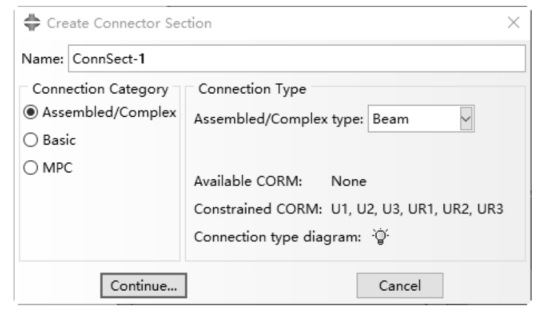 create connector section对话框