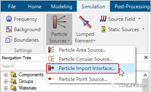 cst如何通过粒子导入接口创建粒子源